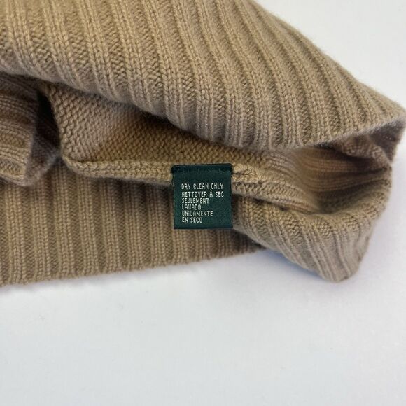 Ralph Lauren Cashmere Sleeveless Turtleneck Sweater S Tan Quiet Luxury Preppy - Picture 8 of 8